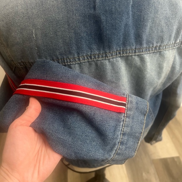 Red Striped Distressed Jean Jacket! - Picture 10 of 13